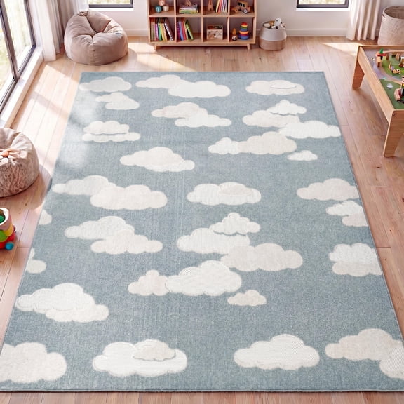 JONATHAN Y SCANDINAVIAN 8 x 10 Area Rug, Hedwig Youth Cloud Scandi - Blue/Ivory, SCN105A-8