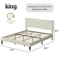 thumbnail image 5 of 4 Ever Winner King Size Upholstered Platform Bed Frame with Headboard, Cream, 5 of 7
