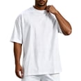 thumbnail image 2 of Oversized T-shirts for Men Short Sleeve Heavyweight Basic Tee Tops Crewneck White XXXL, 2 of 4