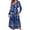 Dark Blue_Floral, variant on KISSGAL Women Nightgowns Long Sleeve Sleepshirts Pleated Long Nightdress V Neck Curved Hem Night Gown Sleepwear with Pockets