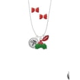 thumbnail image 2 of Delight Jewelry Silvertone Domed Black OTR Christmas Kiss Charm Necklace and Stud Earrings, 2 of 4
