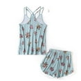 thumbnail image 2 of Defitshape Women's 2 Piece Cami Shorts Pajamas Summer Soft Holiday Family Cami Cool Lightweight Modal Pjs Blue Large, 2 of 4