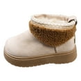 thumbnail image 6 of Fuzzy Platform Snow Boots for Women Cold Weather Warm Fleece Lined Fashion Plush Non Slip Winter Ankle Booties Slip-On Mid Calf Short Boots, 6 of 7