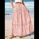 thumbnail image 4 of Falda Larga Playera Estilo Bohemio Informal de Verano 2025 para Mujer, con Encaje Bordado, Ojales, Cintura Elástica, , Escalonada, Corte A. Rosa L, 4 of 10
