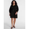 thumbnail image 2 of Terra & Sky Women's Plus Geo Eyelet Cotton Mini Dress with Long Sleeves, Sizes 0X-5X, 2 of 5