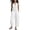 373#White, variant on Linen Jumpsuits for Women Summer Sleeveless Stand Collar Wide Leg Jumpsuit Loose Fit Button Down Overalls with Pocket Sky Blue XL