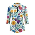 thumbnail image 2 of Uorisanigo Colorful Flower Women's Golf Top Comfortable Polyester Spandex Fabric Moisture Wicking Casual Tennis Activewear Fashion Quarter Zip Workout Sports Outing Wear Size S, 2 of 7