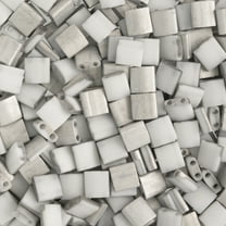 Miyuki TILA 5mm 2-Hole Square Glass Beads TL-4558 Opaque White Labrador Matte 5.2 Grams