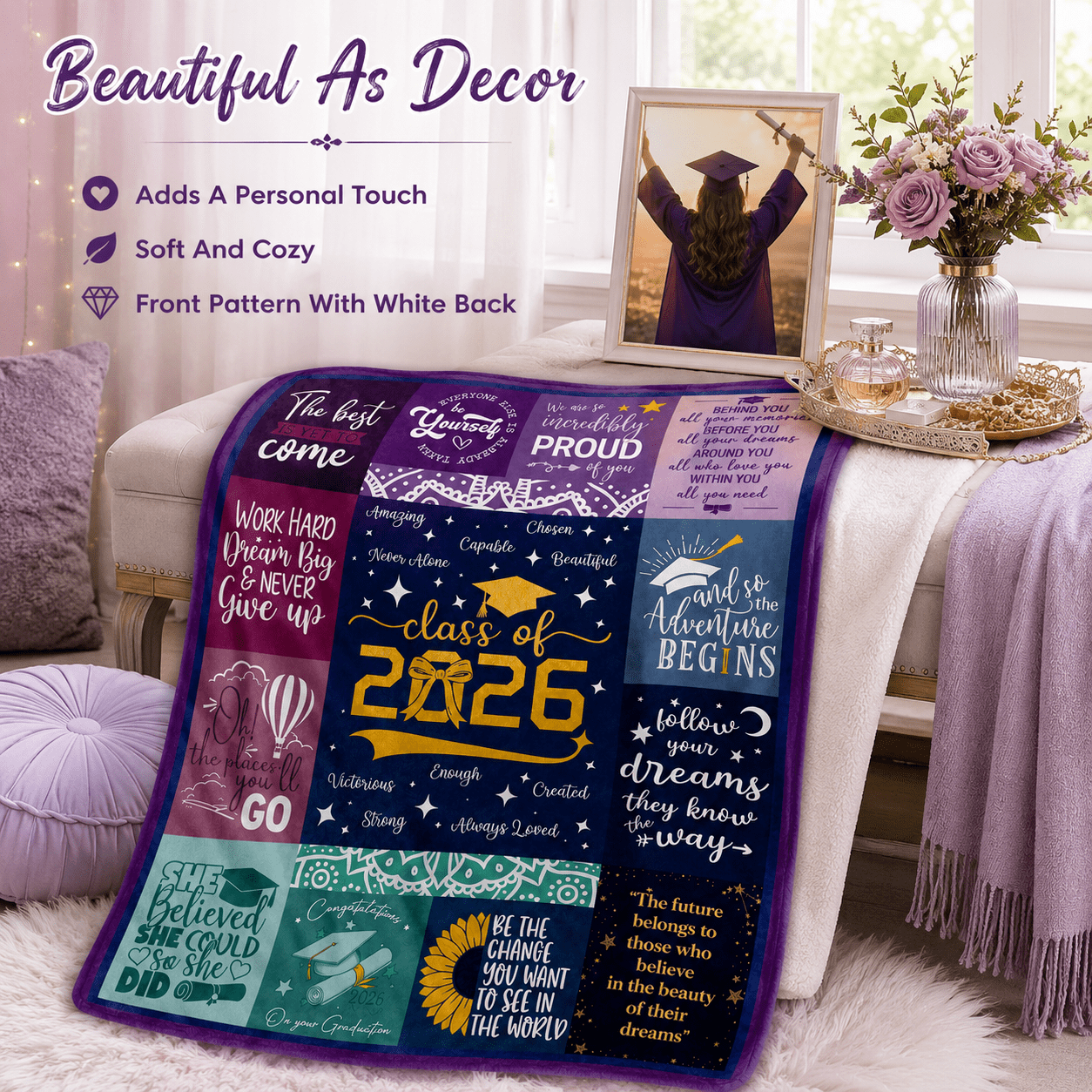2026 Graduation Gifts, Graduation Gifts Blanket for Her, Class of 2026 High School College Masters Degree Graduation Gift, Graduation Gift Ideas, Throw Blanket 30" x 40"