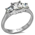 thumbnail image 2 of Trustmark Hearts-n-Arrows Princess Cut Ice on Fire CZ 3 Stone Stainless Steel Engagement Ring, Malena sz 8.0, 2 of 2