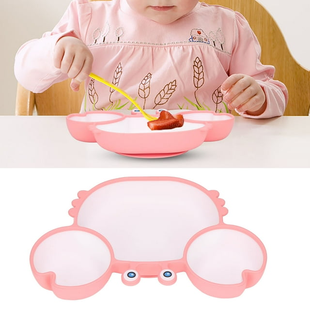 Fyydes Crab Suction Plate with Suction Cup Base Silicone Divided Plate Easy Scooping Eco Friendly for Most Tables High Chair,Toddler Suction Plates,Silicone Plate Baby Suction