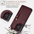 thumbnail image 4 of Designed for Samsung Galaxy A53 5G PU Leather Back Case, Vintage Kickstand Card Slots Finger Ring Zipper Drop Protective Business Phone Cover Compatible with Samsung Galaxy A53 5G - Jujubered, 4 of 8