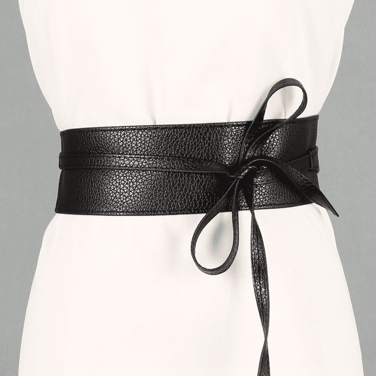 Women Obi Waist Belt Faux Leather Wide Wrap Around Bowknot  display picture 1