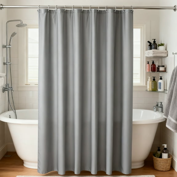 CHERAISA Shower Curtain with 12 Plastic Hooks,Waterproof PEVA Shower Liner for Bathroom 72"x72",Machine Washable