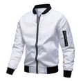 thumbnail image 5 of Daolelai Men's Baseball Jacket Solid Color Jacket Long Sleeve Collarless Coat, 5 of 5