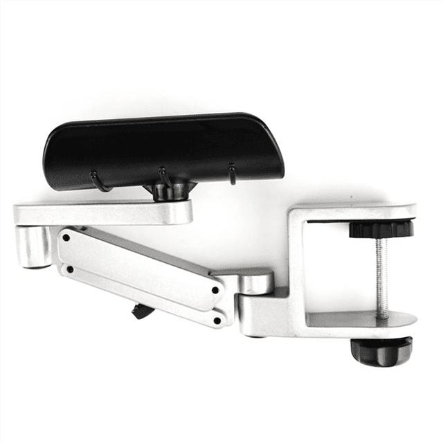 Metal Adjustable Arm Rest Wrist Support Extended Mouse Pad Armrest for Computer Ergonomic Hand Comfort Silver