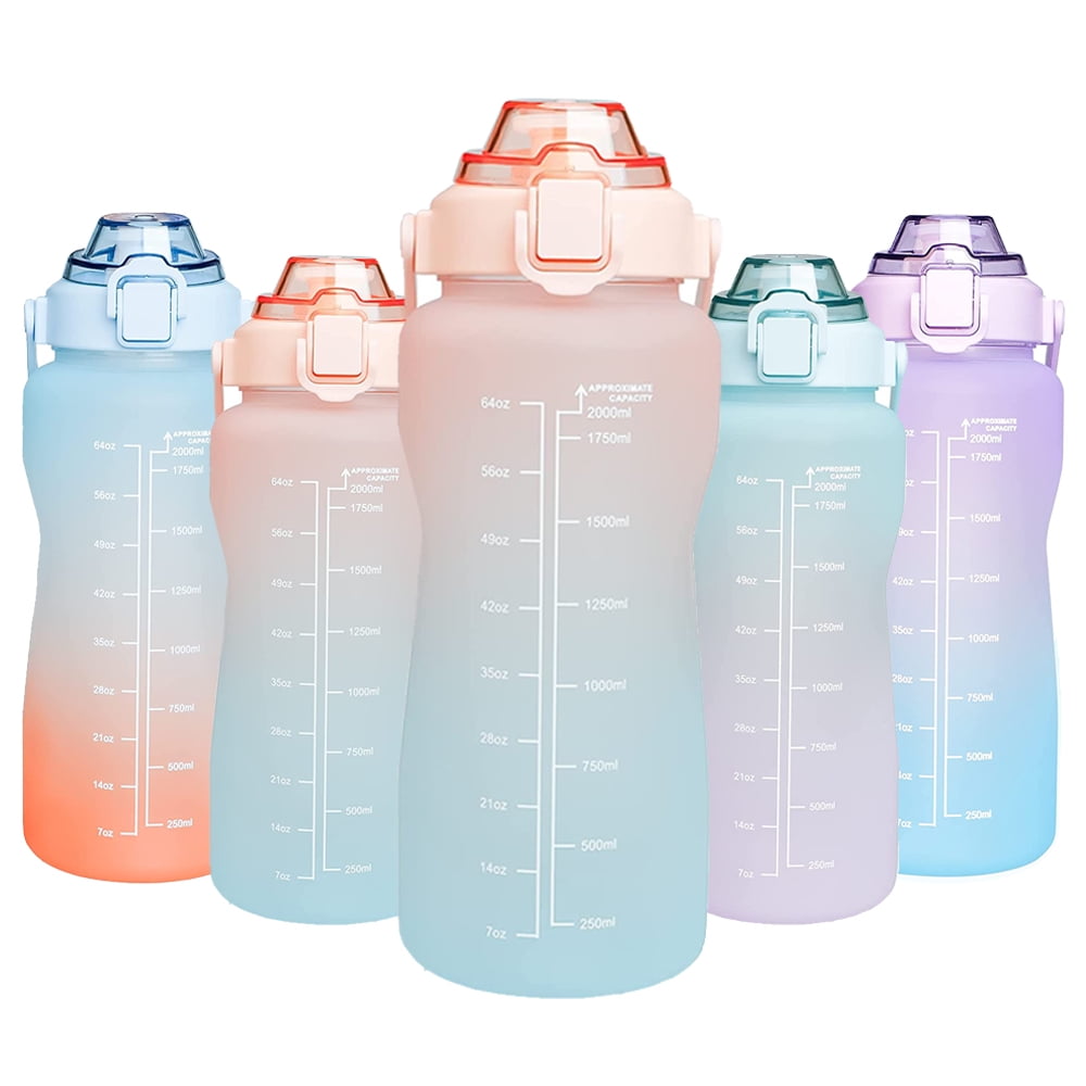 Gym Sports Water Bottle Drinking Outdoor Flip Straw BPA Free Juice Walking Bike 