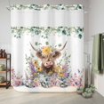 thumbnail image 6 of No Hook Shower Curtain, Spring Cow Floral Shower Curtains for Bathroom with See Through Top Window, Green Eucalyptus Leaves Botanical Waterproof & Washable Bath Curtain Standard 72"x72", 6 of 9