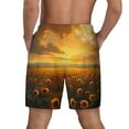 thumbnail image 2 of Lsque Mens Swim Trunks Sunflower Sunset Rainfall Pattern - Bathing Suit Compression Liner - Beach Swim Shorts Swimwear - (S-3XL) - Stretch Quick Dry -Small, 2 of 9