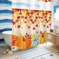 thumbnail image 5 of No Hook Shower Curtain with Built-in Rings - Orange Fall Thanksgiving Pumpkins Washable Waterproof Fabric Bathroom Curtains for Hotel,Rentals, 72 X 72 Inch Long , Maple Leaves Farmhouse, 5 of 9