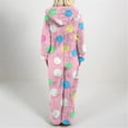 thumbnail image 4 of Flannel Onesie Pajamas for Women Fleece Fuzzy One Piece Zipper Hooded Sherpa Romper Cute Polka Dots Warm Winter Loungewear, 4 of 6