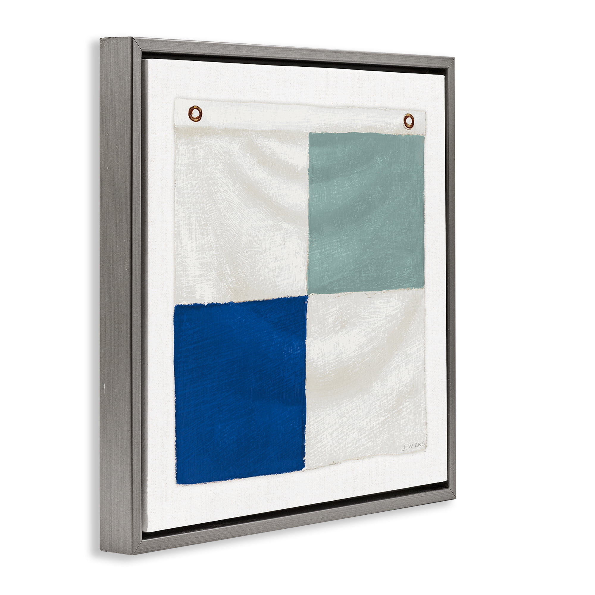 Stupell Industries Checkered Boat Flag Nautical & Beach Painting Gray Floater Framed Canvas Art Print Wall Art, 25 x 25