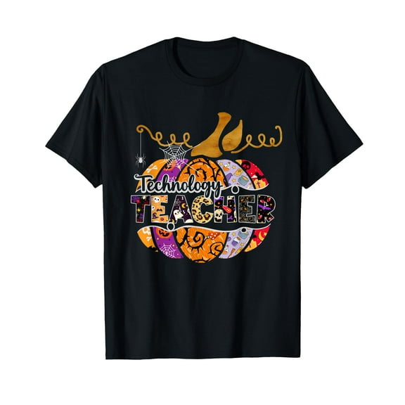 Leopard Pumpkin Technology Teacher Halloween Trick Or Teach T-Shirt