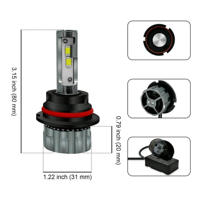 Bauma Auto Csp 3570 9007 LED Headlight Bulbs Kit 60W 20000LM 7000K