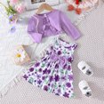 thumbnail image 4 of Esaierr Newborn Baby Girl Dress and Cardigan 2 Piece Girls Floral Print Sleeveless Dress + Solid Color Bow Long Sleeve Jacket Cardigan Set 3-24 Months, 4 of 7