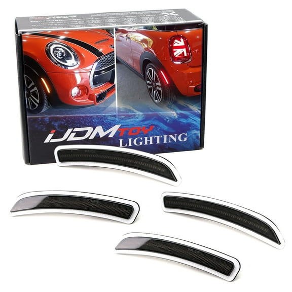 Smoked Lens Amber/Red Full LED Side Marker Light Kit For Gen3 MINI Cooper F55 F56 F57, Powered by Total 160-SMD LED, Replace OEM Sidemarker Lamps