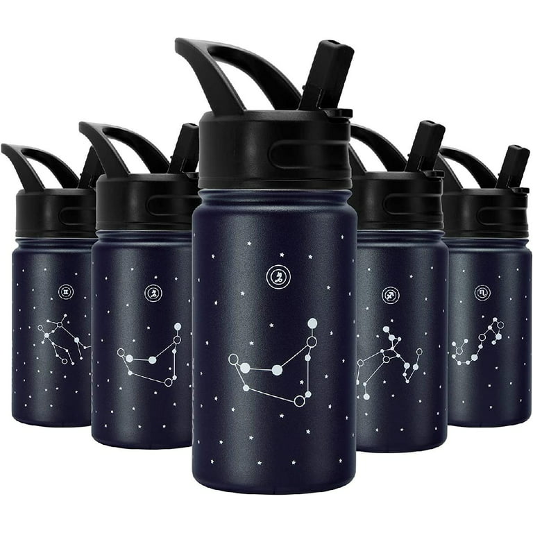 Aqwzh 40 oz Black Insulated Stainless Steel Water Bottle with Straw and Wide Mouth Lid