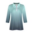 thumbnail image 3 of Womens Golf Polo Shirt 3/4 Sleeve Quarter Zip Up T-Shirt Gradient Print Plus Size Tunic Tops Blouses, 3 of 6