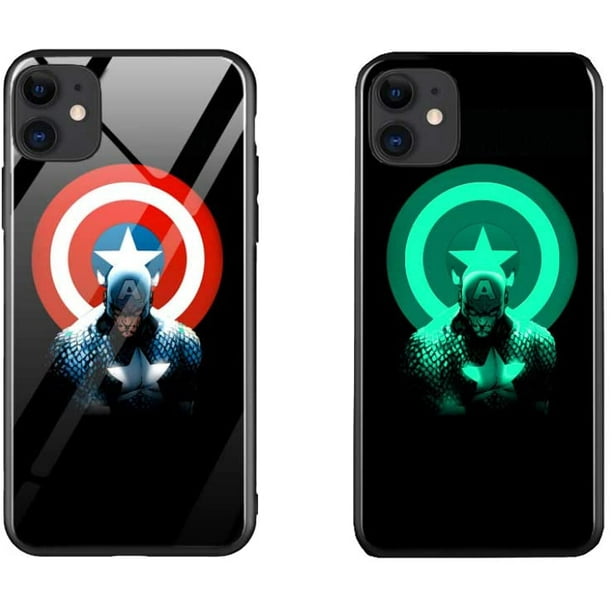 Marvel Hero Luminous Case for iPhone 11 Tempered Glass Back Cover ...