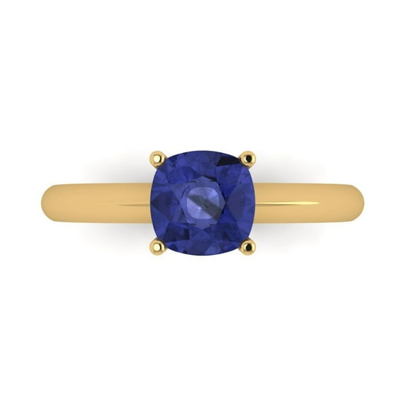 Solitaire Engagement Ring for Women - 1.5ct Simulated Tanzanite in 14K Yellow Gold Promise Ring