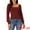 Wine Red, variant on DARING DIVA Square Neck Ribbed Knit Pullover Sweater Top S Gray