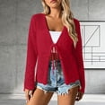 thumbnail image 2 of Women's Tie Front Crochet Boho Beach Hollow Out Lace Cover Up Lightweight Long Sleeve Cardigan Sweaters Beach Trnedy Vacation Crochet Cover Up, 2 of 5