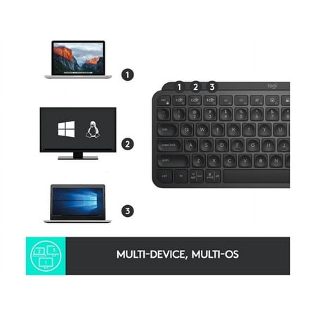 Logitech - MX Keys Mini TKL Wireless Bluetooth Scissor Keyboard with Backlit Keys - Black