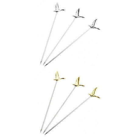 

6Pieces Steel Fruit Drink Sticks Cocktail Picks for Martini Picks