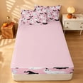 thumbnail image 4 of Homewish Halloween Ghost Witch Zipper Full Size Comforter Sets with Fitted Sheet and 2 Pillowcases for Girls, Pumpkin Bat Skull Zipper Bedding Set, Pink Black White, Pink Reversible, 4 of 7