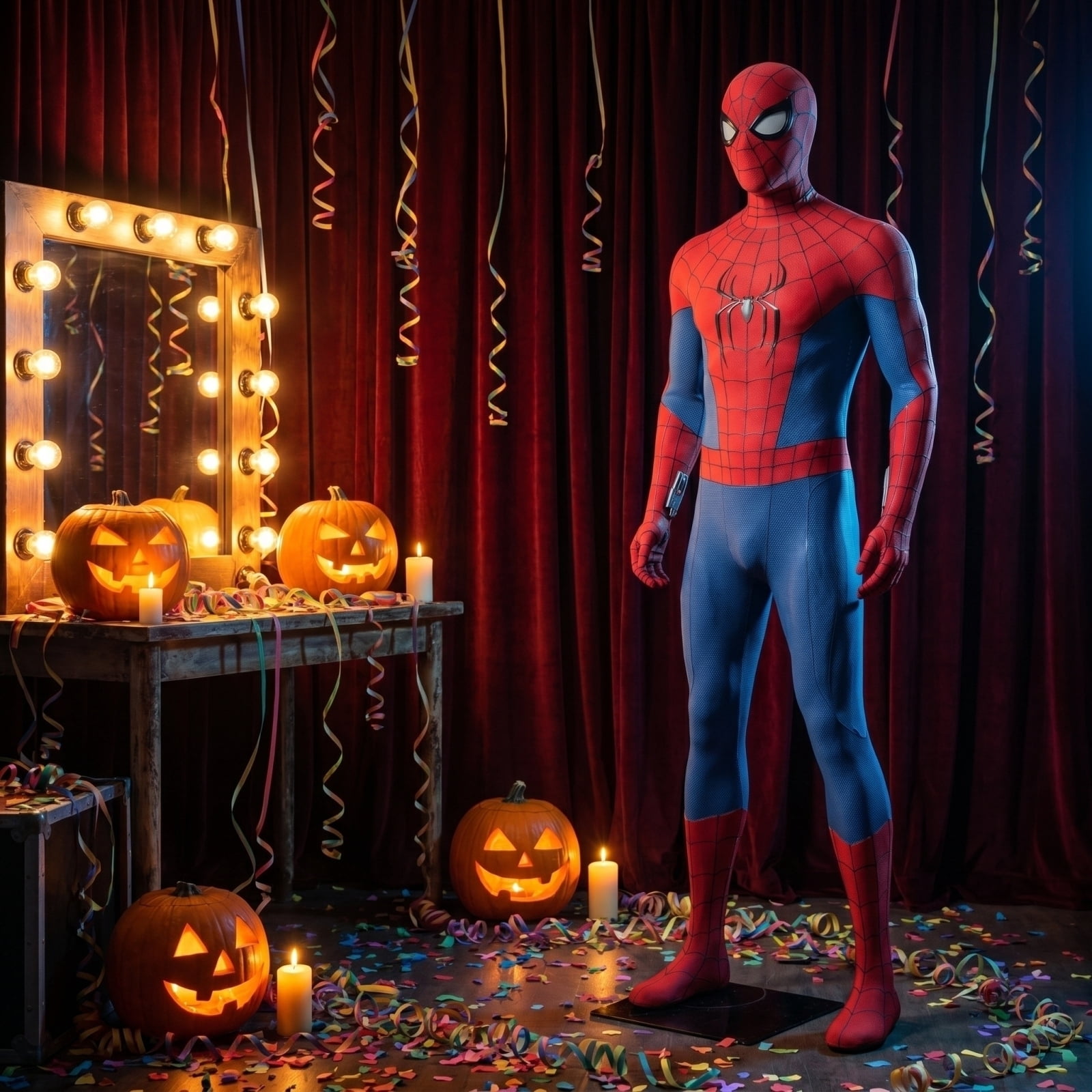 Classic Spider Cosplay Costume,Authentic Retro Red Blue Suit with Full Body Web Pattern,Classic Hero Costume for Anime Fans