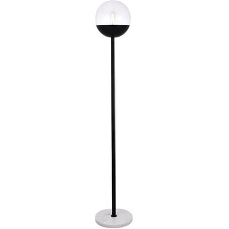 62 in. Eclipse 1 Light Floor Lamp Portable Light with Clear Glass, Black