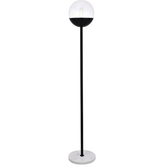 62 in. Eclipse 1 Light Floor Lamp Portable Light with Clear Glass, Black