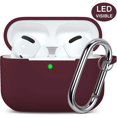 thumbnail image 1 of Airpods Pro Case - Shockproof Silicone Airpods Pro Case Protective Cover [Front-Led Visible] With Carabiner Compatible With Apple Airpods Pro 2019, Wine Red, 1 of 7