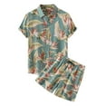 thumbnail image 2 of DPTALR Men Casual Turndown Button Cardigan Turndown Print Short Sleeve Beach Blouse And Pants Set, 2 of 9
