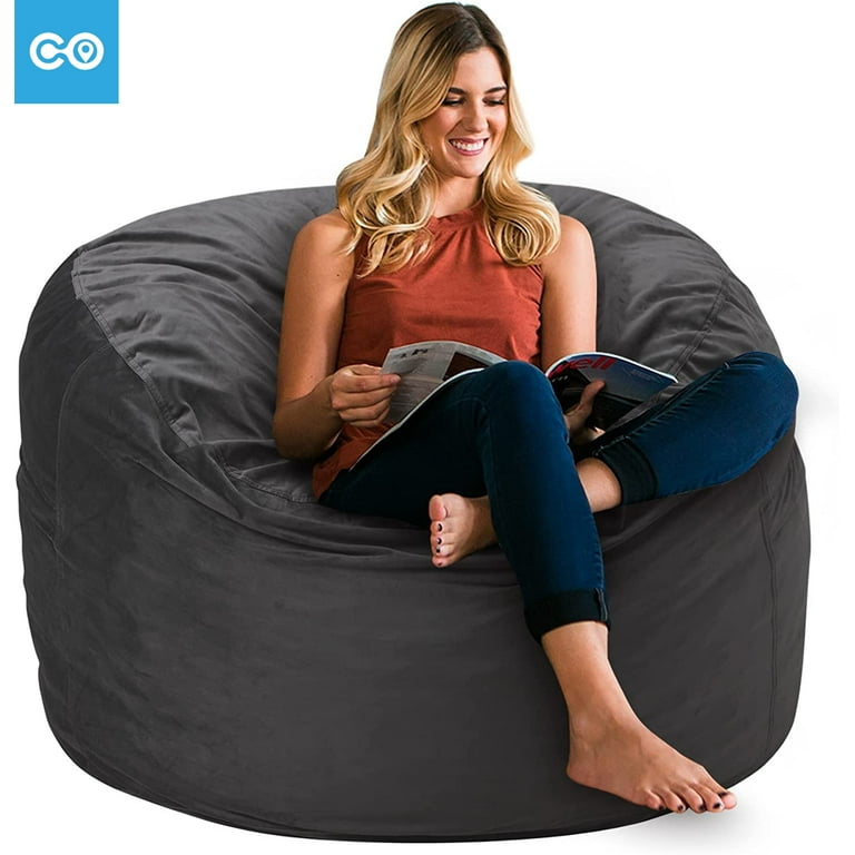 WhatsBedding 3 ft Bean Bag Chair: 3' Memory Foam Bean Bag Chairs for Adults  with Filling, Soft Bean Bag Sofa with Premium Velvet Cover,Bean Bags with