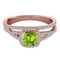 thumbnail image 2 of Aonejewelry 0.90 Ct. Ttw Diamond and Cushion Shaped Peridot Ring in 10K Rose Gold, 2 of 4