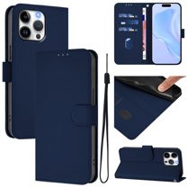 Compatible with iPhone 15 Pro Max Wallet Case with RFID Blocking Credit Card Holder, PU Leather Folio Flip Kickstand Protective Shockproof Anti-fall Phone Case Cover Women Men,Navyblue