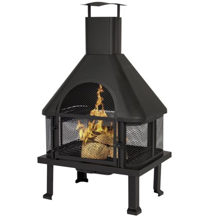 Bcp Firehouse Fire Pit With Chimney Outdoor Backyard Deck