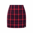 thumbnail image 4 of SZJXBUY Womens Plaid Skirts Fall Winter Check Mini Bodycon Pencil Skirt with Shorts Casual Side Slit Elastic High Waist Skorts Y2K Red,L, 4 of 8