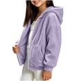 thumbnail image 7 of Lutiedan Zip up Sherpa Jacket for Girls Fuzzy Fleece Hooded Warm Outerwear Lightweight Casual Winter Coat with Pockets Size 5-15,Purple, 7 of 7